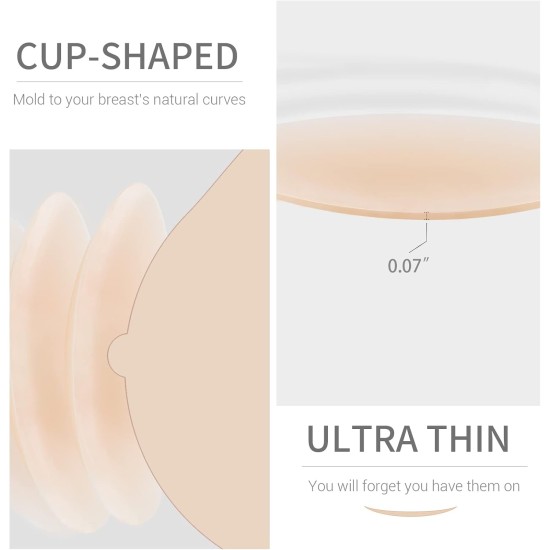 VOCH GALA Brustwarzenabdeckungen, 2 Paar, nahtlose und transparente selbstklebende Silikon-Nippelpasties für Frauen, wiederverwendbar, klebrige Brustblütenblätter