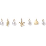 PAVOI 14K vergoldete Strand-Charm-Halskette für Damen – zierliche Büroklammer-Kette, trendige Strand-Multi-Charm-Halskette – Gold-Ozean-Sommerschmuck mit Süßwasserperle, Muschel, Seestern