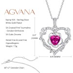 AGVANA Schmuck mit Geburtsstein Oktober, rosa Turmalin-Halskette für Frauen, Halskette mit Herz-Rosen-Blumen-Anhänger aus Sterlingsilber, Jahrestag, Geburtstag, Geschenke für Frauen, Ehefrau, Sie AGVANA Schmuck mit Geburtsstein Oktober, rosa Turmalin-Halskette für Frauen, Halskette mit Herz-Rosen-Blumen-Anhänger aus Sterlingsilber, Jahrestag, Geburtstag, Geschenke für Frauen, Ehefrau, Sie