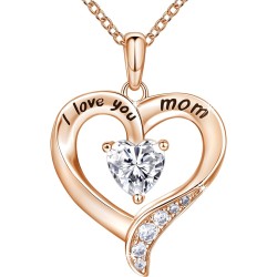 Mama-Halskette aus 925er-Sterlingsilber, Herz-Halsketten für Frauen mit der Gravur „Ich liebe dich, Mama“, Geschenke für Mama von Tochter