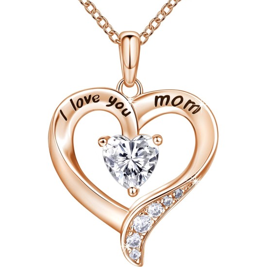Mama-Halskette aus 925er-Sterlingsilber, Herz-Halsketten für Frauen mit der Gravur „Ich liebe dich, Mama“, Geschenke für Mama von Tochter Mama-Halskette aus 925er-Sterlingsilber, Herz-Halsketten für Frauen mit der Gravur „Ich liebe dich, Mama“, Geschenke für Mama von Tochter