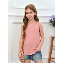 Haloumoning Mädchen-Tanktops für Kinder, Sommer, Rundhalsausschnitt, ärmellose Hemden, Tanzbekleidung, 5–14 Jahre