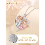 Valentinstagsgeschenke für die Frau, Halskette mit doppeltem Geburtsstein-Anhänger aus 925er-Sterlingsilber, Halskette „Ich liebe dich für immer und ewig“, Jahrestags- und Geburtstagsgeschenke für die Frau, die Freundin, die Mutter, sie