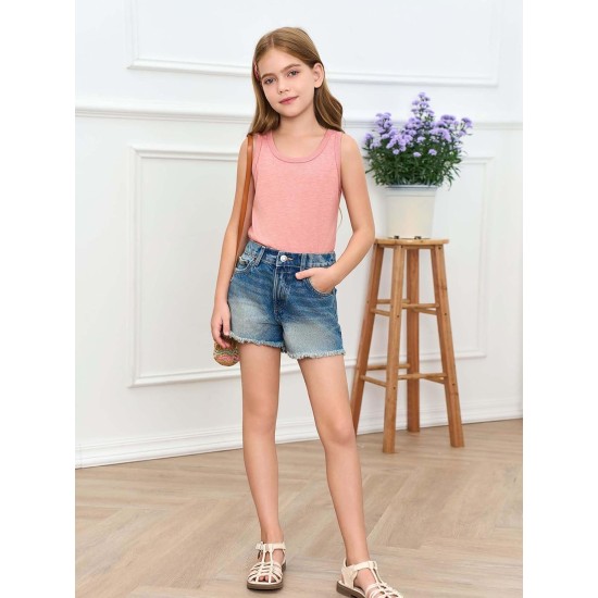 Haloumoning Mädchen-Tanktops für Kinder, Sommer, Rundhalsausschnitt, ärmellose Hemden, Tanzbekleidung, 5–14 Jahre