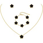 Gold-Halsketten-Armband-Ohrring-Set – 18 Karat vergoldetes Blumen-Armband, Kette, Edelstahl, nicht anlaufend, Blumen-Anhänger, Ohrstecker-Schmuck-Sets, Weihnachtsgeburtstag, Glücksgeschenk für Mutter, Ehefrau, Tochter, Freundin Gold-Halsketten-Armband-Ohrring-Set – 18 Karat vergoldetes Blumen-Armband, Kette, Edelstahl, nicht anlaufend, Blumen-Anhänger, Ohrstecker-Schmuck-Sets, Weihnachtsgeburtstag, Glücksgeschenk für Mutter, Ehefrau, Tochter, Freundin