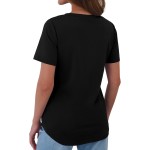 Damen-T-Shirts, V-Ausschnitt, kurze Ärmel, Baumwoll-Tops, Sommer, abgerundeter Saum, trendiges Basic-T-Shirt, S-XXL Damen-T-Shirts, V-Ausschnitt, kurze Ärmel, Baumwoll-Tops, Sommer, abgerundeter Saum, trendiges Basic-T-Shirt, S-XXL