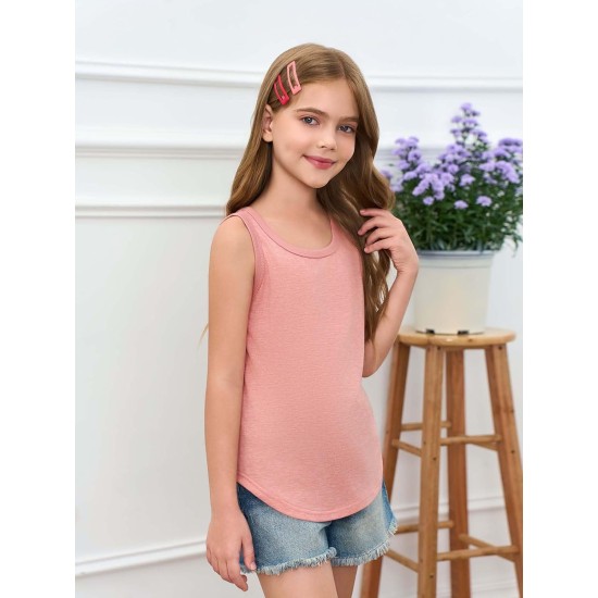 Haloumoning Mädchen-Tanktops für Kinder, Sommer, Rundhalsausschnitt, ärmellose Hemden, Tanzbekleidung, 5–14 Jahre