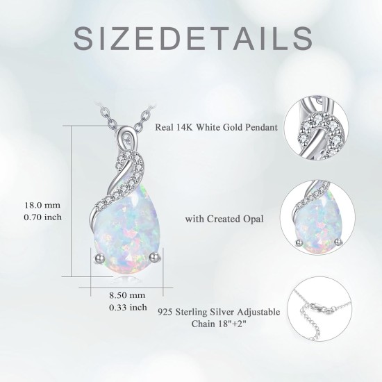 14-karätige Gold-Edelstein-Halskette in Tropfenform für Damen, 4 Karat Birnenschliff-Geburtsstein-Anhänger-Halsketten, Weihnachts- und Geburtstagsschmuck, Geschenke für Mutter, Ehefrau, Oma, sie, 45,7 cm + 5,1 cm 14-karätige Gold-Edelstein-Halskette in Tropfenform für Damen, 4 Karat Birnenschliff-Geburtsstein-Anhänger-Halsketten, Weihnachts- und Geburtstagsschmuck, Geschenke für Mutter, Ehefrau, Oma, sie, 45,7 cm + 5,1 cm