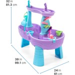 Step2 Wassertisch „Regenschauer und Einhörner“, sensorisches Spielset für Wasser- und Sandaktivitäten für Kinder, Sommerspielzeug für den Außenbereich, 13-teiliges Wasserspielzeugzubehör, für Kleinkinder ab 1,5 Jahren, Blau und Lila