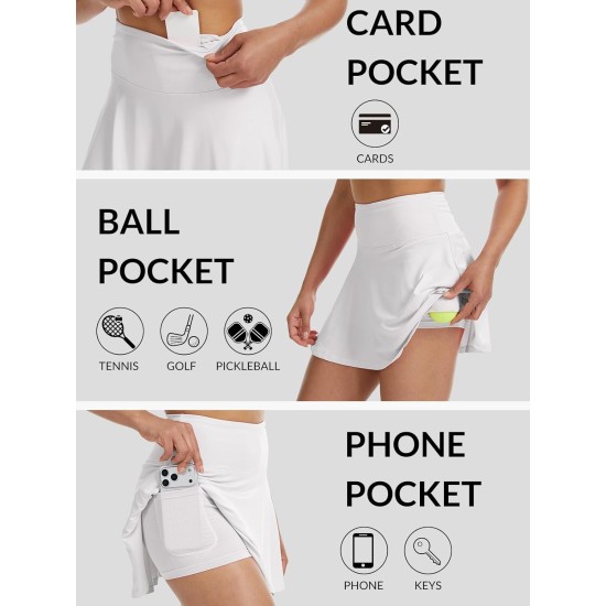Damen-Tennisröcke mit Shorts, hoch tailliert, plissiert, zum Laufen, lässig, Pickleball-Golfröcke mit Taschen Damen-Tennisröcke mit Shorts, hoch tailliert, plissiert, zum Laufen, lässig, Pickleball-Golfröcke mit Taschen