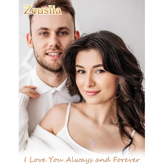 Valentinstagsgeschenke für die Frau, Halskette mit doppeltem Geburtsstein-Anhänger aus 925er-Sterlingsilber, Halskette „Ich liebe dich für immer und ewig“, Jahrestags- und Geburtstagsgeschenke für die Frau, die Freundin, die Mutter, sie