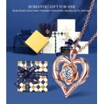 Beam & Bask Rose Flower Heart Moissanit-Halsketten für Ehefrau, S925-Silberanhänger für Frauen, 18 Karat vergoldeter Schmuck für ihre Freundin, Mutter, zum Jahrestag und Geburtstag Beam & Bask Rose Flower Heart Moissanit-Halsketten für Ehefrau, S925-Silberanhänger für Frauen, 18 Karat vergoldeter Schmuck für ihre Freundin, Mutter, zum Jahrestag und Geburtstag