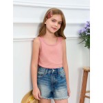 Haloumoning Mädchen-Tanktops für Kinder, Sommer, Rundhalsausschnitt, ärmellose Hemden, Tanzbekleidung, 5–14 Jahre