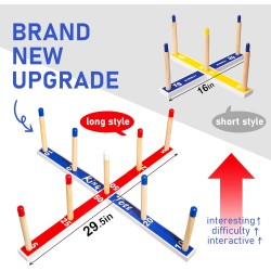 EVERICH TOY Spielzeug für drinnen und draußen, verbessertes großes Ringwurfspiel aus Holz, Hofspiele für Kinder, Rasenspiele im Freien für die Familie mit 10 Kunststoffringen und 10 Seilen, 1 Tragetasche