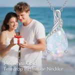 14-karätige Gold-Edelstein-Halskette in Tropfenform für Damen, 4 Karat Birnenschliff-Geburtsstein-Anhänger-Halsketten, Weihnachts- und Geburtstagsschmuck, Geschenke für Mutter, Ehefrau, Oma, sie, 45,7 cm + 5,1 cm 14-karätige Gold-Edelstein-Halskette in Tropfenform für Damen, 4 Karat Birnenschliff-Geburtsstein-Anhänger-Halsketten, Weihnachts- und Geburtstagsschmuck, Geschenke für Mutter, Ehefrau, Oma, sie, 45,7 cm + 5,1 cm