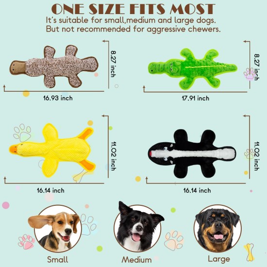 Keine Füllung, Quietschspielzeug für Hunde, 5er-Pack Kauspielzeug mit Knistereffekt, um sie zu beschäftigen, Plüsch-Welpen-Beißspielzeug zum Spielen im Innen- und Außenbereich, bestes Geburtstagsgeschenk für große Rassen