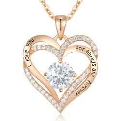 CDE Valentinstagsgeschenk Forever Love Herz-Halsketten für Frauen, Hochzeitstag, Geburtstag, Mütter, Weihnachtsgeschenke für Mutter, Mutter, Ehefrau, S925-Silberschmuck mit Geburtsstein-Anhänger