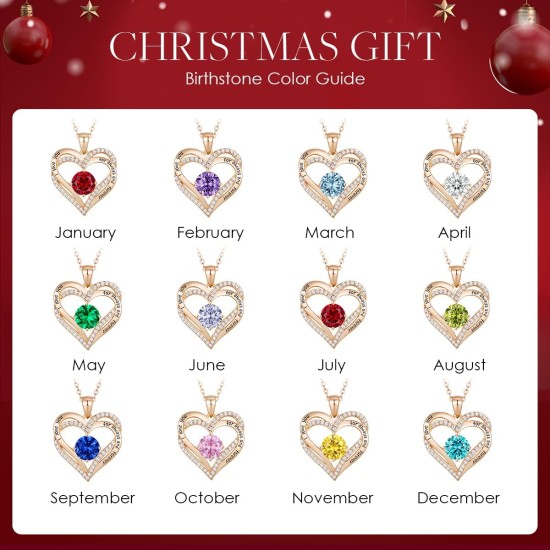 CDE Valentinstagsgeschenk Forever Love Herz-Halsketten für Frauen, Hochzeitstag, Geburtstag, Mütter, Weihnachtsgeschenke für Mutter, Mutter, Ehefrau, S925-Silberschmuck mit Geburtsstein-Anhänger CDE Valentinstagsgeschenk Forever Love Herz-Halsketten für Frauen, Hochzeitstag, Geburtstag, Mütter, Weihnachtsgeschenke für Mutter, Mutter, Ehefrau, S925-Silberschmuck mit Geburtsstein-Anhänger
