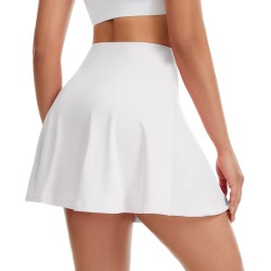 Damen-Tennisröcke mit Shorts, hoch tailliert, plissiert, zum Laufen, lässig, Pickleball-Golfröcke mit Taschen