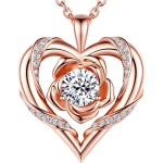 Beam & Bask Rose Flower Heart Moissanit-Halsketten für Ehefrau, S925-Silberanhänger für Frauen, 18 Karat vergoldeter Schmuck für ihre Freundin, Mutter, zum Jahrestag und Geburtstag Beam & Bask Rose Flower Heart Moissanit-Halsketten für Ehefrau, S925-Silberanhänger für Frauen, 18 Karat vergoldeter Schmuck für ihre Freundin, Mutter, zum Jahrestag und Geburtstag