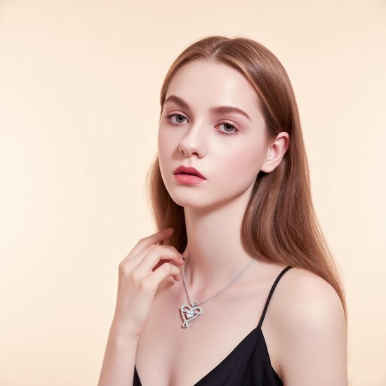 Unendlichkeits-Halskette für Damen, Herz-Halskette aus 925er-Sterlingsilber mit 5A-Zirkon, weißvergoldete verstellbare Kette, Geschenk zum Valentinstag, Geburtstag, Jahrestag für Ehefrau, Freundin, Mutter