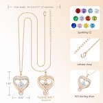 Geburtsstein-Herz-Halsketten für Frauen, Unendlichkeits-Anhänger aus S925-Sterlingsilber, Schmuck für Frauen, Hochzeitstag, Geburtstag, Muttertagsgeschenke für Mutter, Mutter, Ehefrau, Freundin