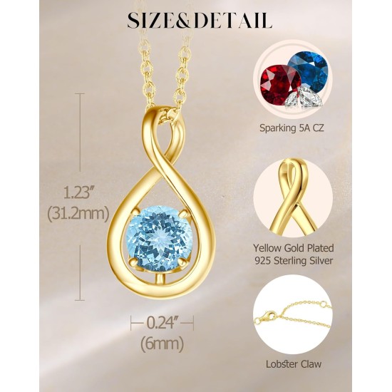 FANCIME Geburtsstein-Halsketten für Frauen, edler Schmuck, Sterlingsilber, zierlicher Unendlichkeitsanhänger, Jahrestag, Geburtstag, Valentinstag, Geschenke für Sie, Frau, Mutter, Tochter, Kette 40,6 cm + 5,1 cm verlängert FANCIME Geburtsstein-Halsketten für Frauen, edler Schmuck, Sterlingsilber, zierlicher Unendlichkeitsanhänger, Jahrestag, Geburtstag, Valentinstag, Geschenke für Sie, Frau, Mutter, Tochter, Kette 40,6 cm + 5,1 cm verlängert