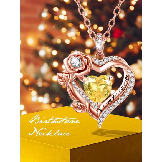 F Roségoldene Herz-Halskette mit Geburtsstein „Forever Love“, Geschenke für Frauen, „I Love You Forever“-Schmuck mit Geburtsstein-Anhänger, Valentinstag, Jahrestag, Geburtstag, Geschenke für Ihre Frau, Mutter, Oma, Tochter F Roségoldene Herz-Halskette mit Geburtsstein „Forever Love“, Geschenke für Frauen, „I Love You Forever“-Schmuck mit Geburtsstein-Anhänger, Valentinstag, Jahrestag, Geburtstag, Geschenke für Ihre Frau, Mutter, Oma, Tochter