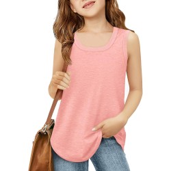 Haloumoning Mädchen-Tanktops für Kinder, Sommer, Rundhalsausschnitt, ärmellose Hemden, Tanzbekleidung, 5–14 Jahre