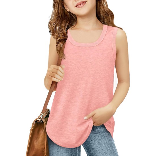 Haloumoning Mädchen-Tanktops für Kinder, Sommer, Rundhalsausschnitt, ärmellose Hemden, Tanzbekleidung, 5–14 Jahre