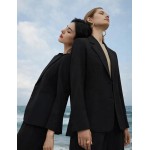 OmicGot Damen-Blazer für Business-Casual-Büroarbeit – vorne offen, langärmelig, Revers-Anzugjacke mit Taschen, S-XL