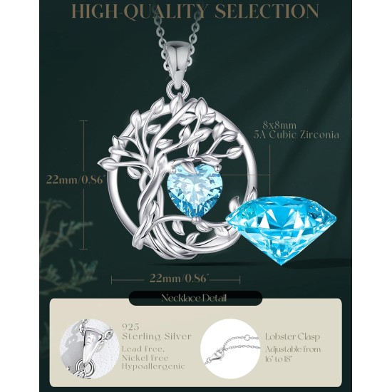 FANCIME Baum des Lebens Geburtsstein-Halskette, Sterlingsilber-Anhänger, Geburtsstein-Halskette, Edelstein, Jahrestag, Geburtstag, Schmuck, Muttertagsgeschenke für Mutter und Frau FANCIME Baum des Lebens Geburtsstein-Halskette, Sterlingsilber-Anhänger, Geburtsstein-Halskette, Edelstein, Jahrestag, Geburtstag, Schmuck, Muttertagsgeschenke für Mutter und Frau