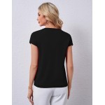 Rapbin Kurzarmpullover für Damen, Frühlingsoberteil, weißes Oberteil, Rundhalsausschnitt, Business-Casual-Outfits, Hemden, T-Shirts, 2026, Mode, S