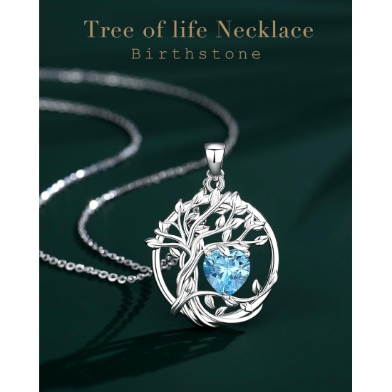 FANCIME Baum des Lebens Geburtsstein-Halskette, Sterlingsilber-Anhänger, Geburtsstein-Halskette, Edelstein, Jahrestag, Geburtstag, Schmuck, Muttertagsgeschenke für Mutter und Frau FANCIME Baum des Lebens Geburtsstein-Halskette, Sterlingsilber-Anhänger, Geburtsstein-Halskette, Edelstein, Jahrestag, Geburtstag, Schmuck, Muttertagsgeschenke für Mutter und Frau