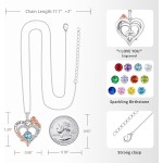 Rosen-Geburtsstein-Herz-Halsketten für Frauen, S925-Sterlingsilber, „I Love You“, Schmuck, Geschenk für Frauen, Geburtstag, Hochzeitstag, Muttertagsgeschenke für Mutter, Mutter, Ehefrau, Freundin mit Geburtsstein-Anhänger-Halskette