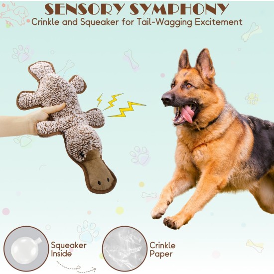 Keine Füllung, Quietschspielzeug für Hunde, 5er-Pack Kauspielzeug mit Knistereffekt, um sie zu beschäftigen, Plüsch-Welpen-Beißspielzeug zum Spielen im Innen- und Außenbereich, bestes Geburtstagsgeschenk für große Rassen