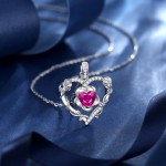 AGVANA Schmuck mit Geburtsstein Oktober, rosa Turmalin-Halskette für Frauen, Halskette mit Herz-Rosen-Blumen-Anhänger aus Sterlingsilber, Jahrestag, Geburtstag, Geschenke für Frauen, Ehefrau, Sie AGVANA Schmuck mit Geburtsstein Oktober, rosa Turmalin-Halskette für Frauen, Halskette mit Herz-Rosen-Blumen-Anhänger aus Sterlingsilber, Jahrestag, Geburtstag, Geschenke für Frauen, Ehefrau, Sie