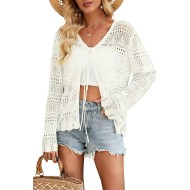 Allimy Damen 2026 schicke Häkel-Cardigan-Pullover, vorne gebunden, Tops, Achselzucken für Kleider Allimy Damen 2026 schicke Häkel-Cardigan-Pullover, vorne gebunden, Tops, Achselzucken für Kleider