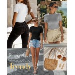 Ficerd 3er-Pack gerippte Damen-T-Shirts, Baumwolle, kurzärmelig, Basic-T-Shirts, Rundhalsausschnitt, taillierte Tops, Freizeithemden, 2026, Sommer, trendy Ficerd 3er-Pack gerippte Damen-T-Shirts, Baumwolle, kurzärmelig, Basic-T-Shirts, Rundhalsausschnitt, taillierte Tops, Freizeithemden, 2026, Sommer, trendy