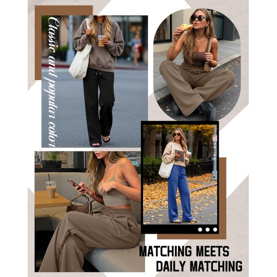 Neer 3er-Pack Damen-Jogginghosen mit Taschen, hoch taillierte, lässige Yoga-Hose, gemütliche Lounge-Jogginghose mit Kordelzug, lockeres, weites Bein Neer 3er-Pack Damen-Jogginghosen mit Taschen, hoch taillierte, lässige Yoga-Hose, gemütliche Lounge-Jogginghose mit Kordelzug, lockeres, weites Bein