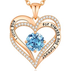 CDE Valentinstagsgeschenk Forever Love Herz-Halsketten für Frauen, Hochzeitstag, Geburtstag, Mütter, Weihnachtsgeschenke für Mutter, Mutter, Ehefrau, S925-Silberschmuck mit Geburtsstein-Anhänger