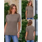Arach&Cloz Damen-Pullover aus leichter Wollmischung mit kurzen Ärmeln, Business-Casual Arach&Cloz Damen-Pullover aus leichter Wollmischung mit kurzen Ärmeln, Business-Casual