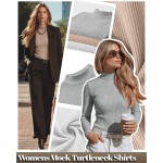 Riyiper 3er-Pack gerippte Damen-Shirts, Stehkragen-Langarmoberteile, schmal geschnittene Unterhemden, lässige Basic-Layering-T-Shirts