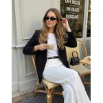 OmicGot Damen-Blazer für Business-Casual-Büroarbeit – vorne offen, langärmelig, Revers-Anzugjacke mit Taschen, S-XL