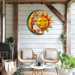 40-in Large Wall Art Decor, Sun Moon Metal Wall Decor, Valentine Wall Decorations for Patio Yard Garden Fence Living Room Bedroom