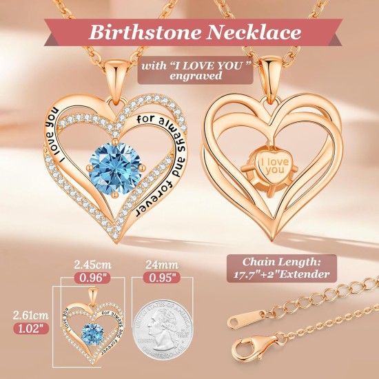 CDE Valentinstagsgeschenk Forever Love Herz-Halsketten für Frauen, Hochzeitstag, Geburtstag, Mütter, Weihnachtsgeschenke für Mutter, Mutter, Ehefrau, S925-Silberschmuck mit Geburtsstein-Anhänger CDE Valentinstagsgeschenk Forever Love Herz-Halsketten für Frauen, Hochzeitstag, Geburtstag, Mütter, Weihnachtsgeschenke für Mutter, Mutter, Ehefrau, S925-Silberschmuck mit Geburtsstein-Anhänger