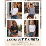 Ficerd 3er-Pack Oberteile mit 3/4-Ärmeln für Damen, Rundhalsausschnitt, elegante Basics, T-Shirts, lässige, trendige T-Shirts mit lockerer Passform Ficerd 3er-Pack Oberteile mit 3/4-Ärmeln für Damen, Rundhalsausschnitt, elegante Basics, T-Shirts, lässige, trendige T-Shirts mit lockerer Passform