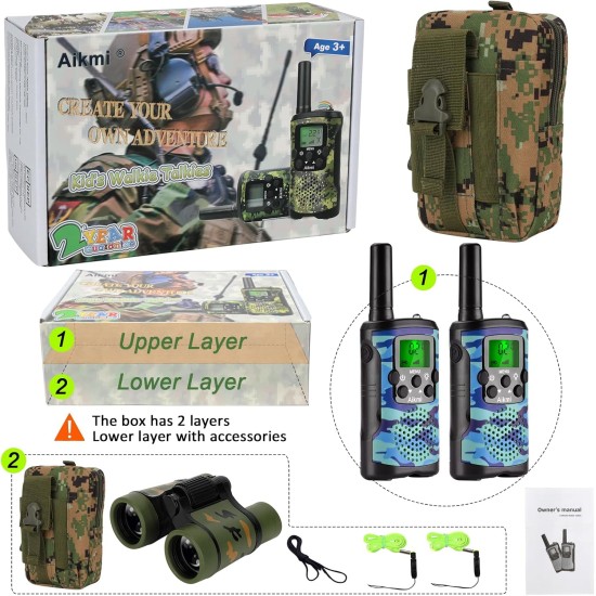 Walkie-Talkies für Kinder, Spielzeug für Jungen ab 5 Jahren, Outdoor-Spielzeug, 2-Wege-Radio, 22 Kanäle, 3 Meilen Reichweite, für Camp-Jagd, Abenteuerspiel, Geburtstag, Geschenke für Jungen im Alter von 6, 7, 8, 9 und 10 Jahren (blau)