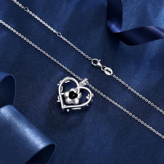 AGVANA Schmuck mit Geburtsstein Oktober, rosa Turmalin-Halskette für Frauen, Halskette mit Herz-Rosen-Blumen-Anhänger aus Sterlingsilber, Jahrestag, Geburtstag, Geschenke für Frauen, Ehefrau, Sie AGVANA Schmuck mit Geburtsstein Oktober, rosa Turmalin-Halskette für Frauen, Halskette mit Herz-Rosen-Blumen-Anhänger aus Sterlingsilber, Jahrestag, Geburtstag, Geschenke für Frauen, Ehefrau, Sie