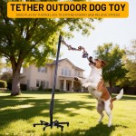 Tether Tug Outdoor-Hundespielzeug, Tether Tug für große Hunde, Federstange für Hunde im Park, Hof, Rasen, 2-Seil-Spielzeug und Klingel, zum Verfolgen und Solo-Spielen, Tether Interactive Dog Tug Toy, für mittelgroße kleine Hunde (schwarz)